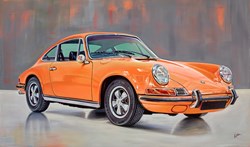 1970 Porsche 911 by Roz Wilson - Original Painting on Stretched Canvas sized 44x26 inches. Available from Whitewall Galleries